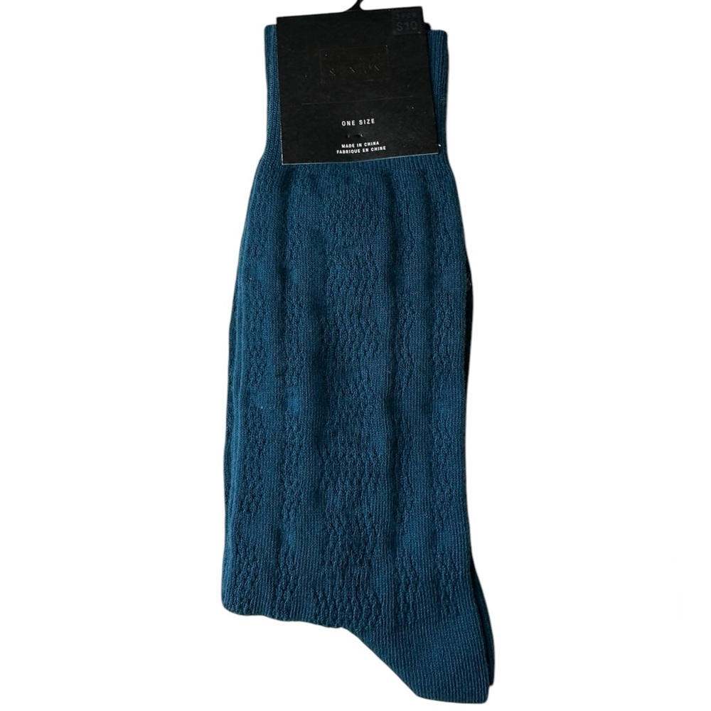 14th & Union Men’s Cotton Blend Crew Dress Socks One Size NWT Blue